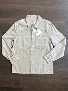 Industry Men's Lightweight Cream Shirt Jacket with Dual Chest Pockets